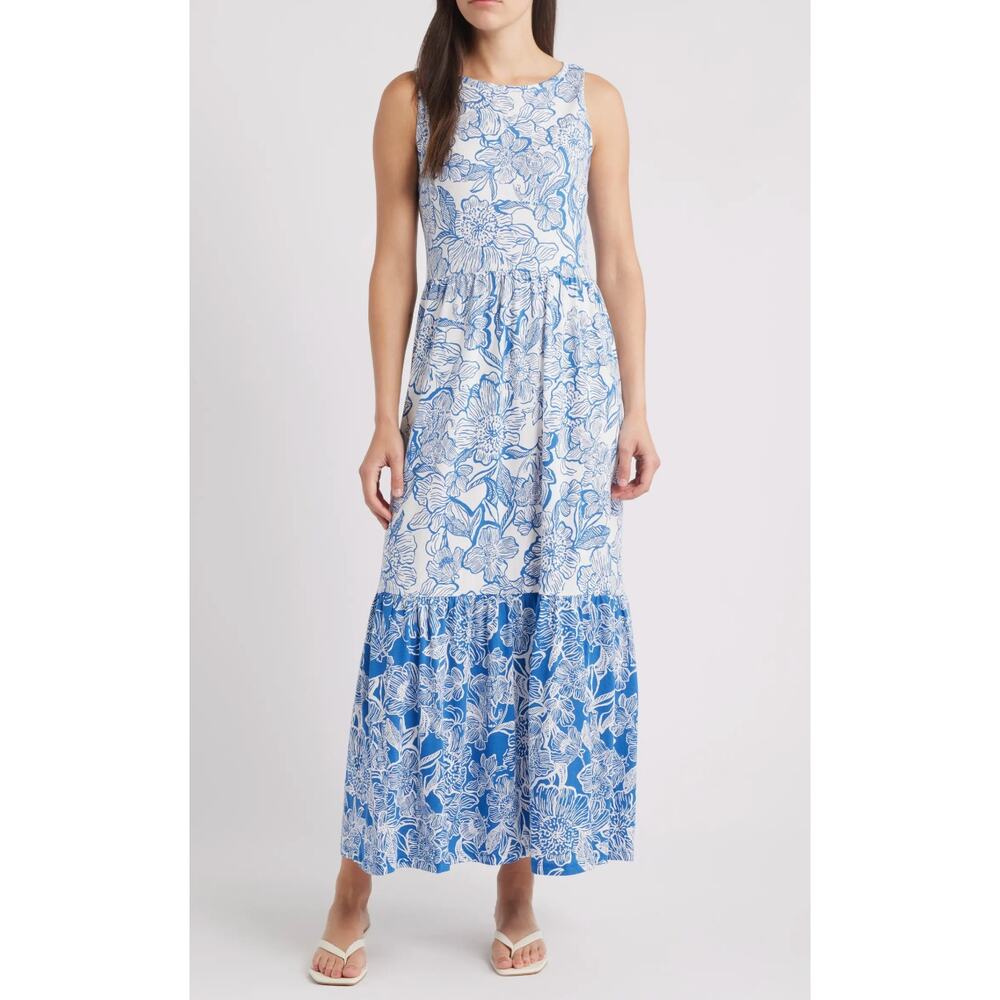 Lilly Pulitzer Hayleigh Maxi Dress S NWOT Blue White Floral Coastal Prep Resort - Picture 3 of 9